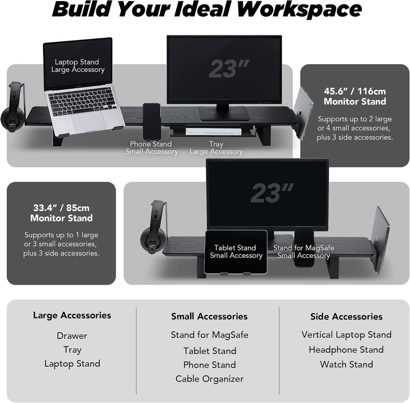 Wooden Monitor Stand Desk Organiser Large 45.6"