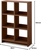Wooden Open Shelf 6 Cube Storage Unit Organiser
