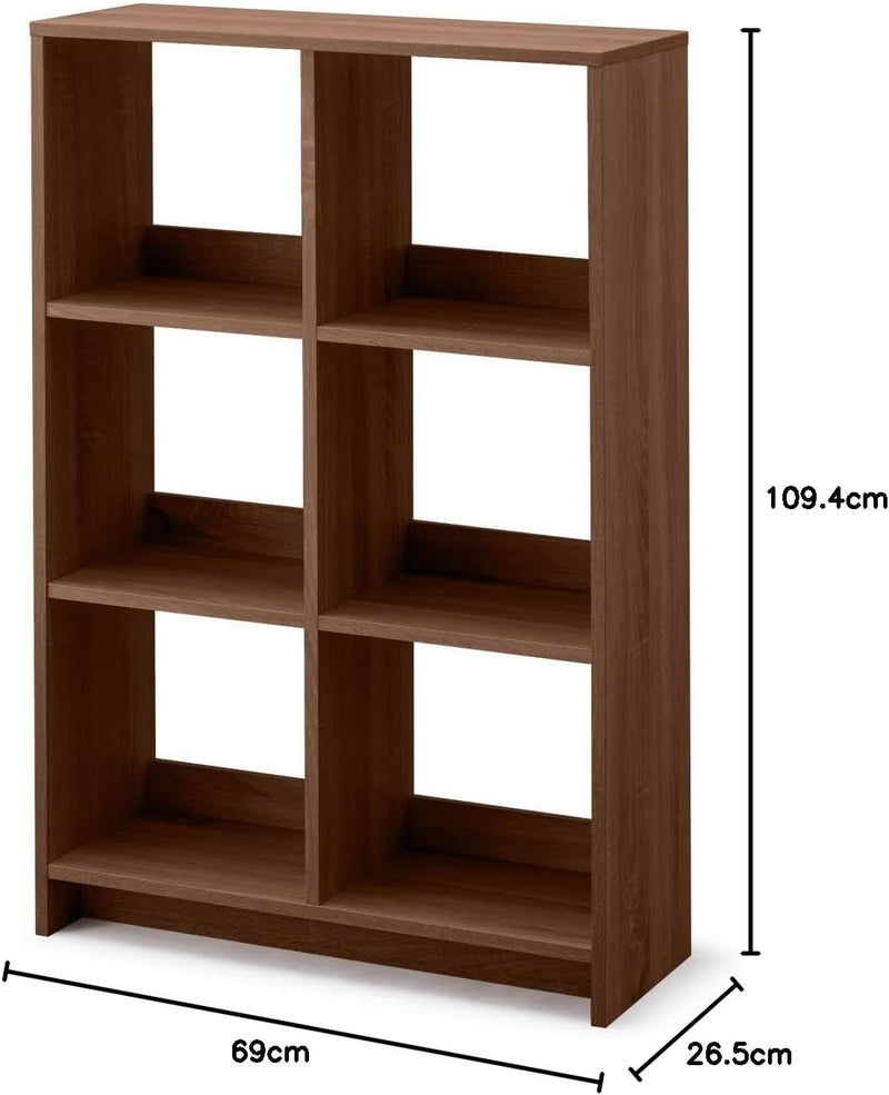 Wooden Open Shelf 6 Cube Storage Unit Organiser