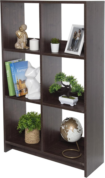 Wooden Open Shelf 6 Cube Storage Unit Organiser
