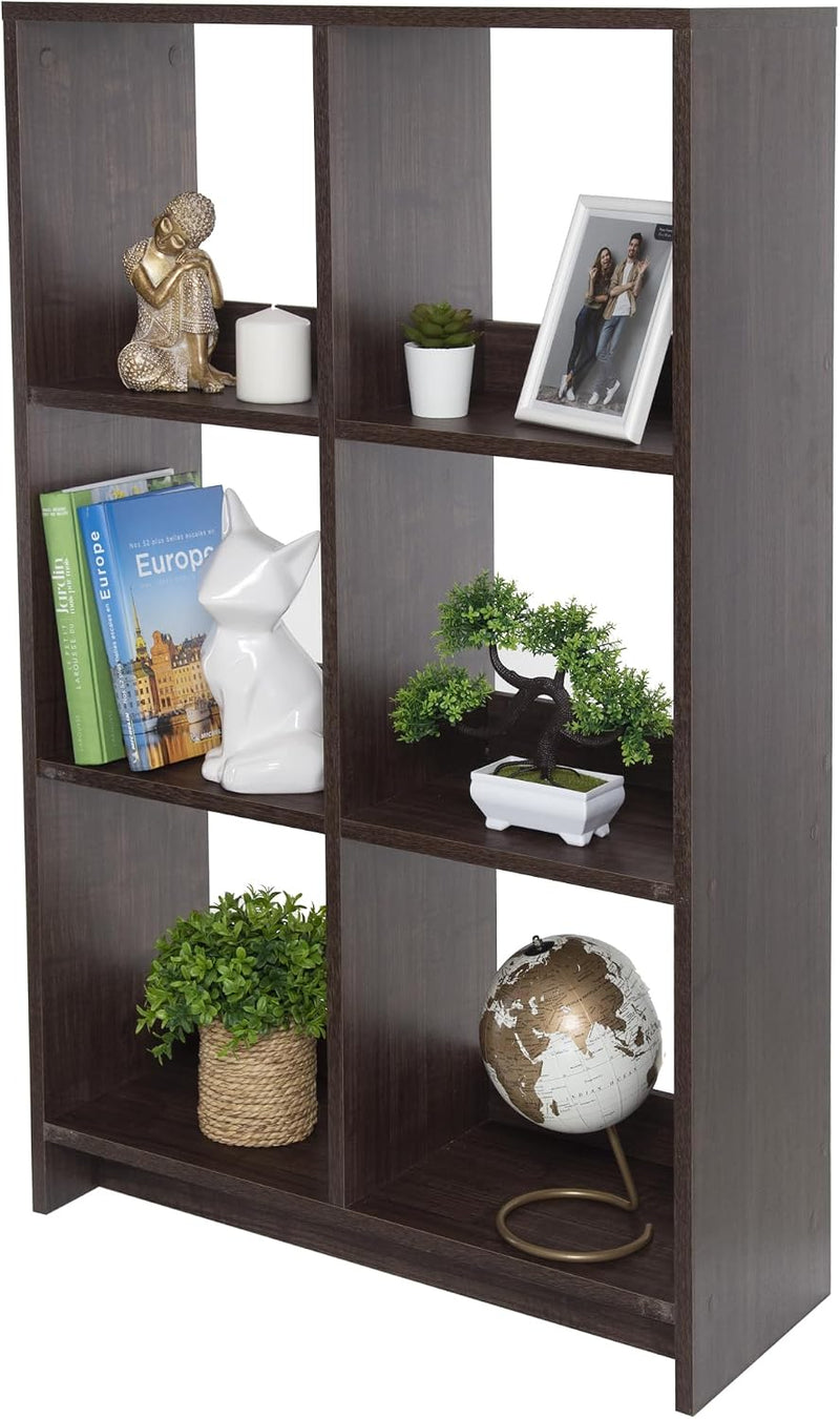 Wooden Open Shelf 6 Cube Storage Unit Organiser