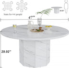 Round Dining Table for 4-6 People Faux Marble