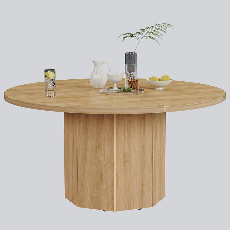 Round Dining Table for 4-6 People Faux Marble
