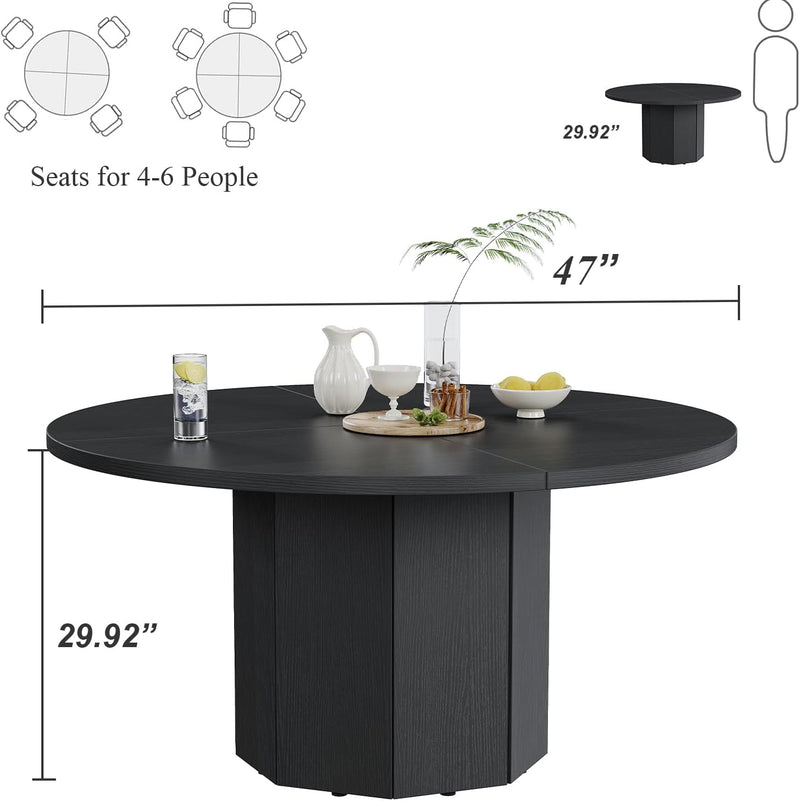 Round Dining Table for 4-6 People Faux Marble