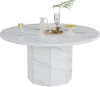 Round Dining Table for 4-6 People Faux Marble