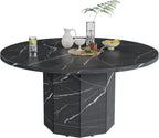 Round Dining Table for 4-6 People Faux Marble