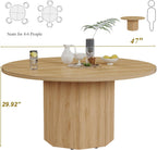 Wooden Round Dining Table for 4 Modern Farmhouse