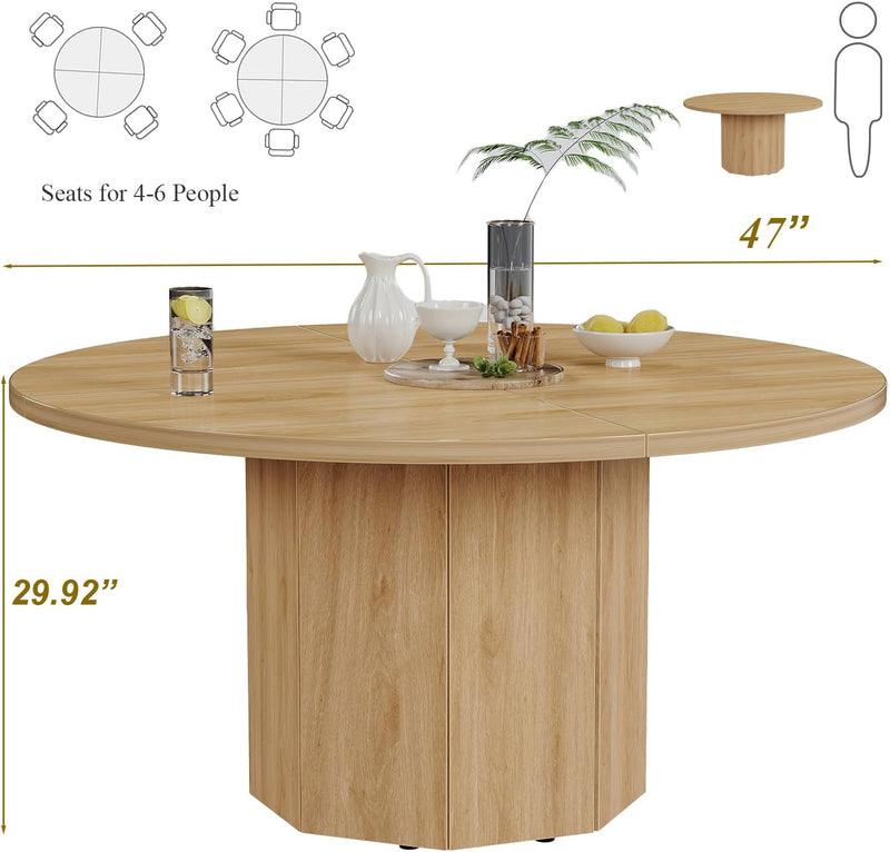 Round Dining Table for 4-6 People Faux Marble
