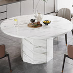 Round Dining Table for 4-6 People Faux Marble