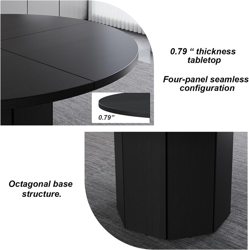 Round Dining Table for 4-6 People Faux Marble