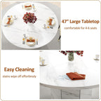 Round Dining Table for 4-6 People Faux Marble