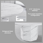 Round Dining Table for 4-6 People Faux Marble