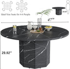 Round Dining Table for 4-6 People Faux Marble