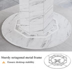 Round Dining Table for 4-6 People Faux Marble