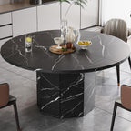 Round Dining Table for 4-6 People Faux Marble