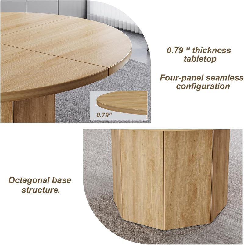 Round Dining Table for 4-6 People Faux Marble
