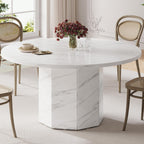 Round Dining Table for 4-6 People Faux Marble
