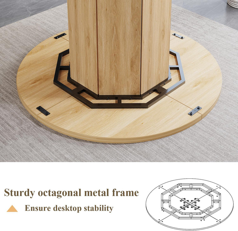 Round Dining Table for 4-6 People Faux Marble