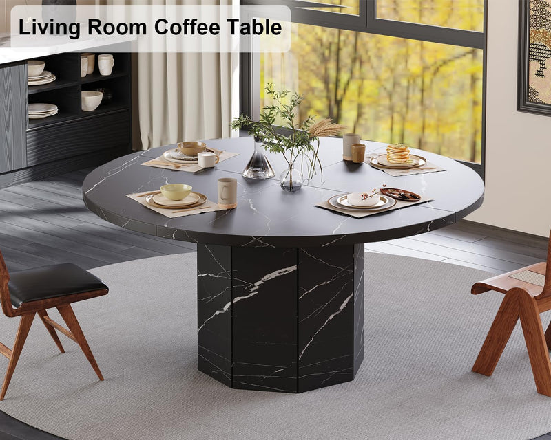 Round Dining Table for 4-6 People Faux Marble