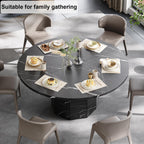 Round Dining Table for 4-6 People Faux Marble