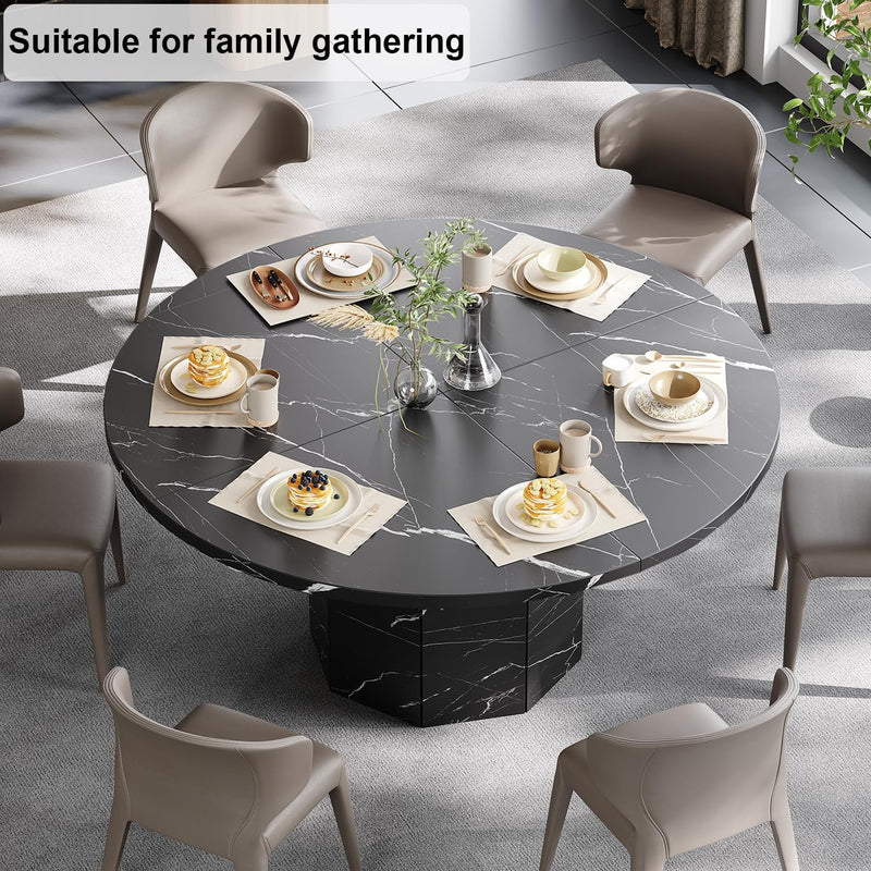 Round Dining Table for 4-6 People Faux Marble