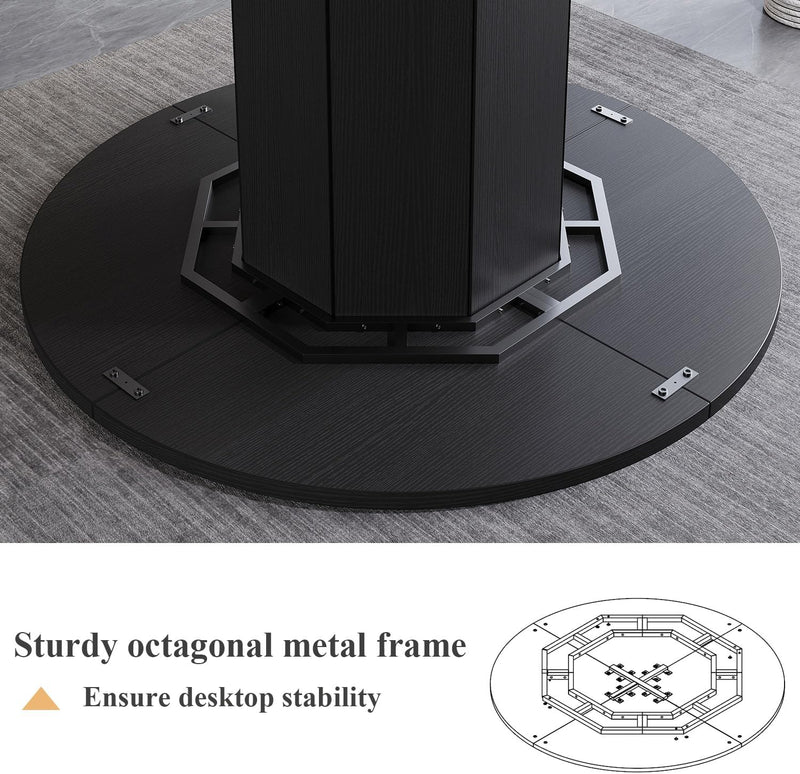 Round Dining Table for 4-6 People Faux Marble