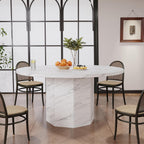 Round Dining Table for 4-6 People Faux Marble