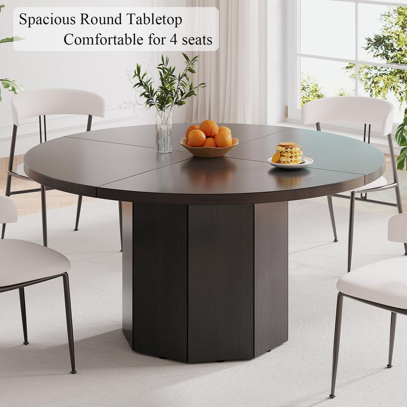 Round Dining Table for 4-6 People Faux Marble