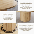 Wooden Round Dining Table for 4 Modern Farmhouse