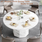 Round Dining Table for 4-6 People Faux Marble