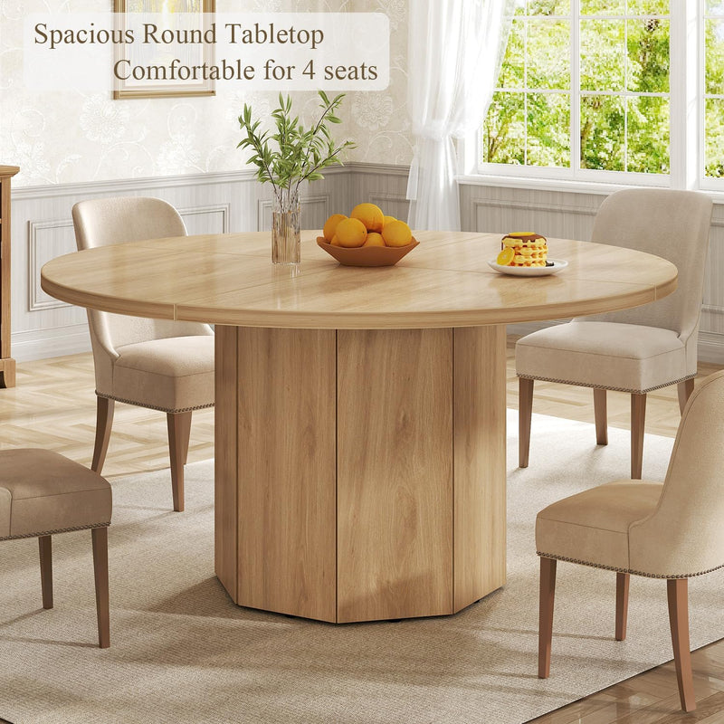Round Dining Table for 4-6 People Faux Marble