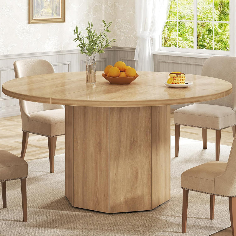 Round Dining Table for 4-6 People Faux Marble