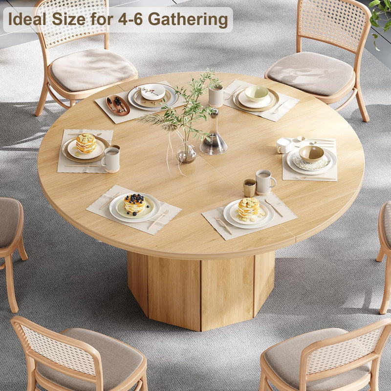 Round Dining Table for 4-6 People Faux Marble
