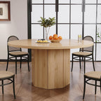 Wooden Round Dining Table for 4 Modern Farmhouse