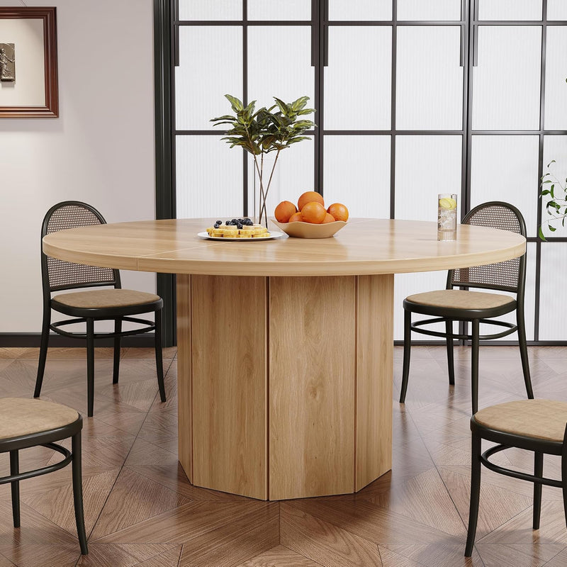 Round Dining Table for 4-6 People Faux Marble