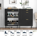 Wooden Shoe Cupboard with 2 Flip Drawers