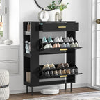 Wooden Shoe Cupboard with 2 Flip Drawers