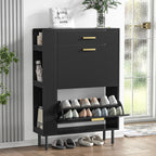 Wooden Shoe Cupboard with 2 Flip Drawers