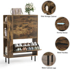 Wooden Shoe Cupboard with 2 Flip Drawers