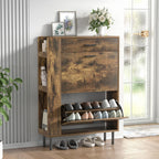 Wooden Shoe Cupboard with 2 Flip Drawers