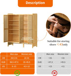 Wooden Shoe Storage Cabinet with Slatted Doors 5 Tier