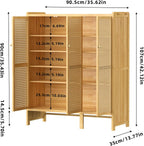 Wooden Shoe Storage Cabinet with Slatted Doors 5 Tier