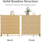 Wooden Shoe Storage Cabinet with Slatted Doors 5 Tier
