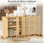 Wooden Shoe Storage Cabinet with Slatted Doors 5 Tier