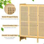 Wooden Shoe Storage Cabinet with Slatted Doors 5 Tier