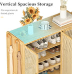 Wooden Shoe Storage Cabinet with Slatted Doors 5 Tier