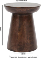 Wooden Side Table Round Solid Mango Wood Bedside