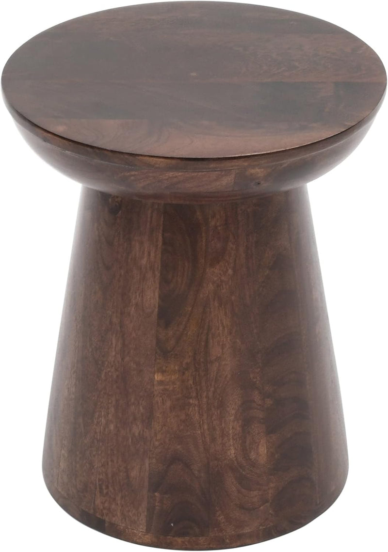 Wooden Side Table Round Solid Mango Wood Bedside