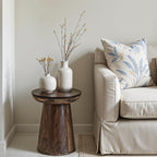 Wooden Side Table Round Solid Mango Wood Bedside