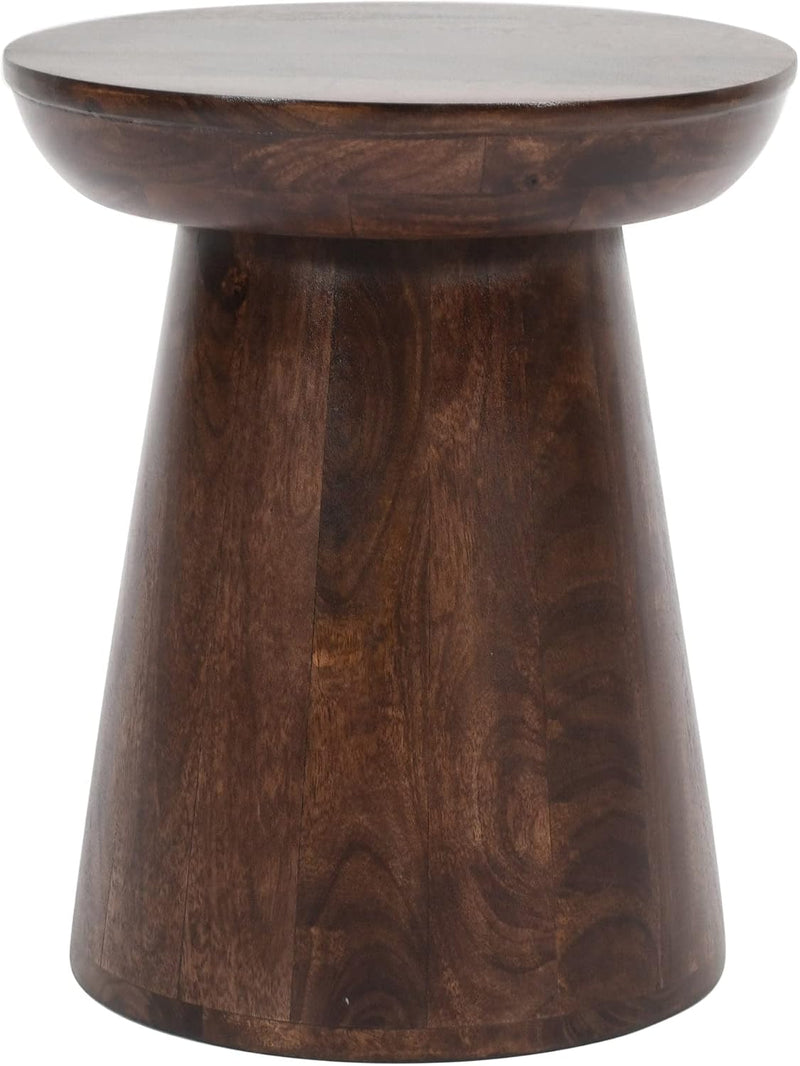 Wooden Side Table Round Solid Mango Wood Bedside